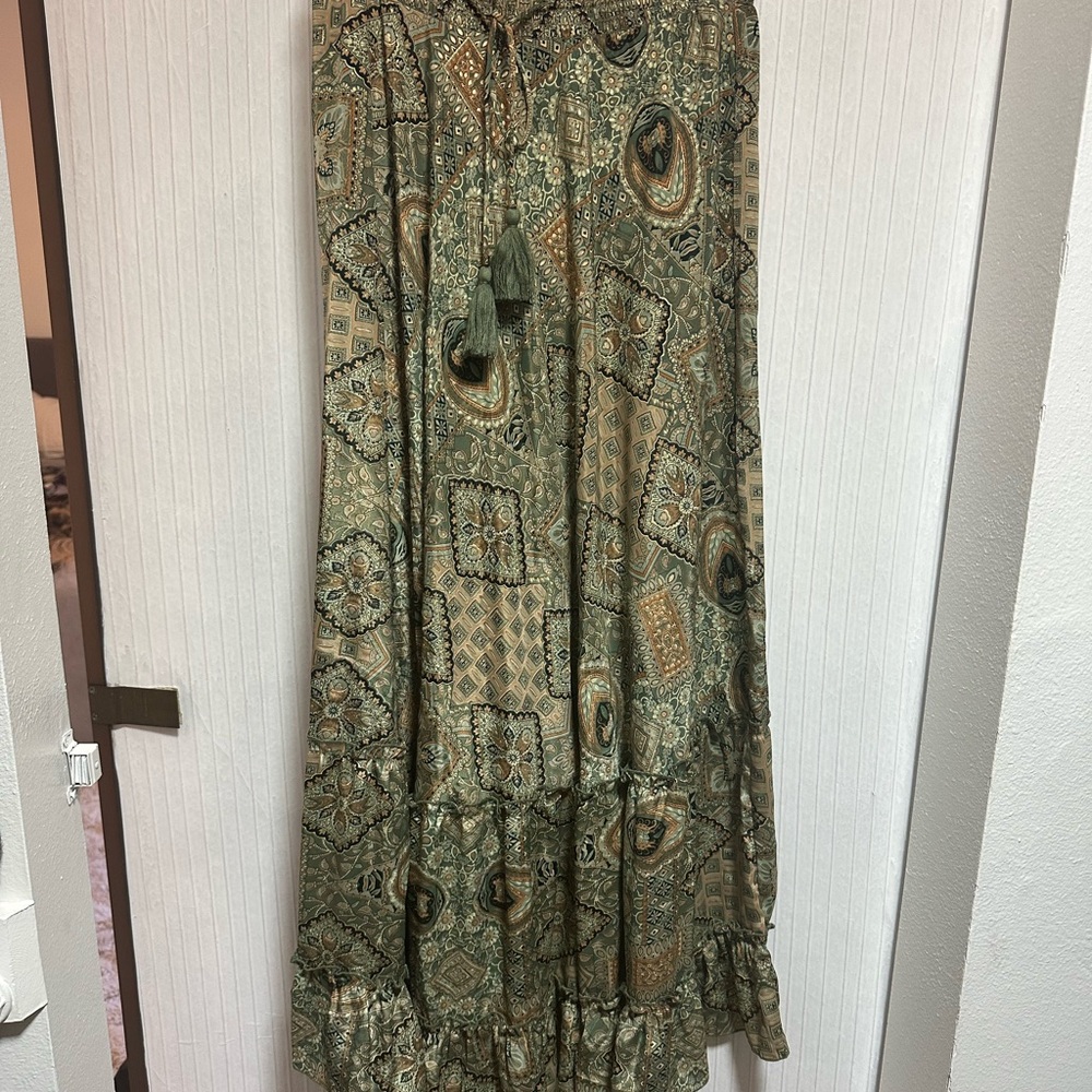 Bohemian Green Patterned Skirt